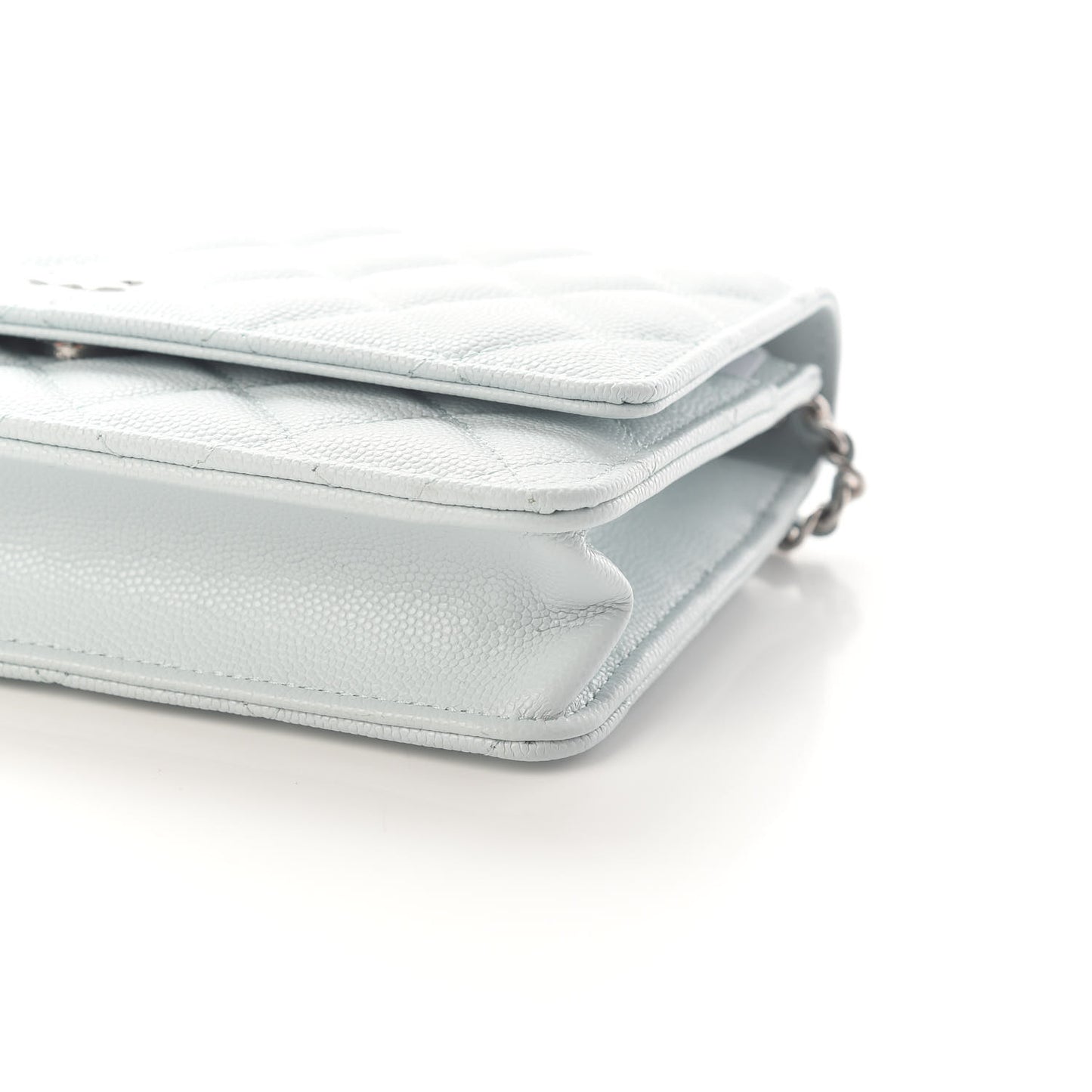 Caviar Quilted Wallet On Chain WOC Light Blue