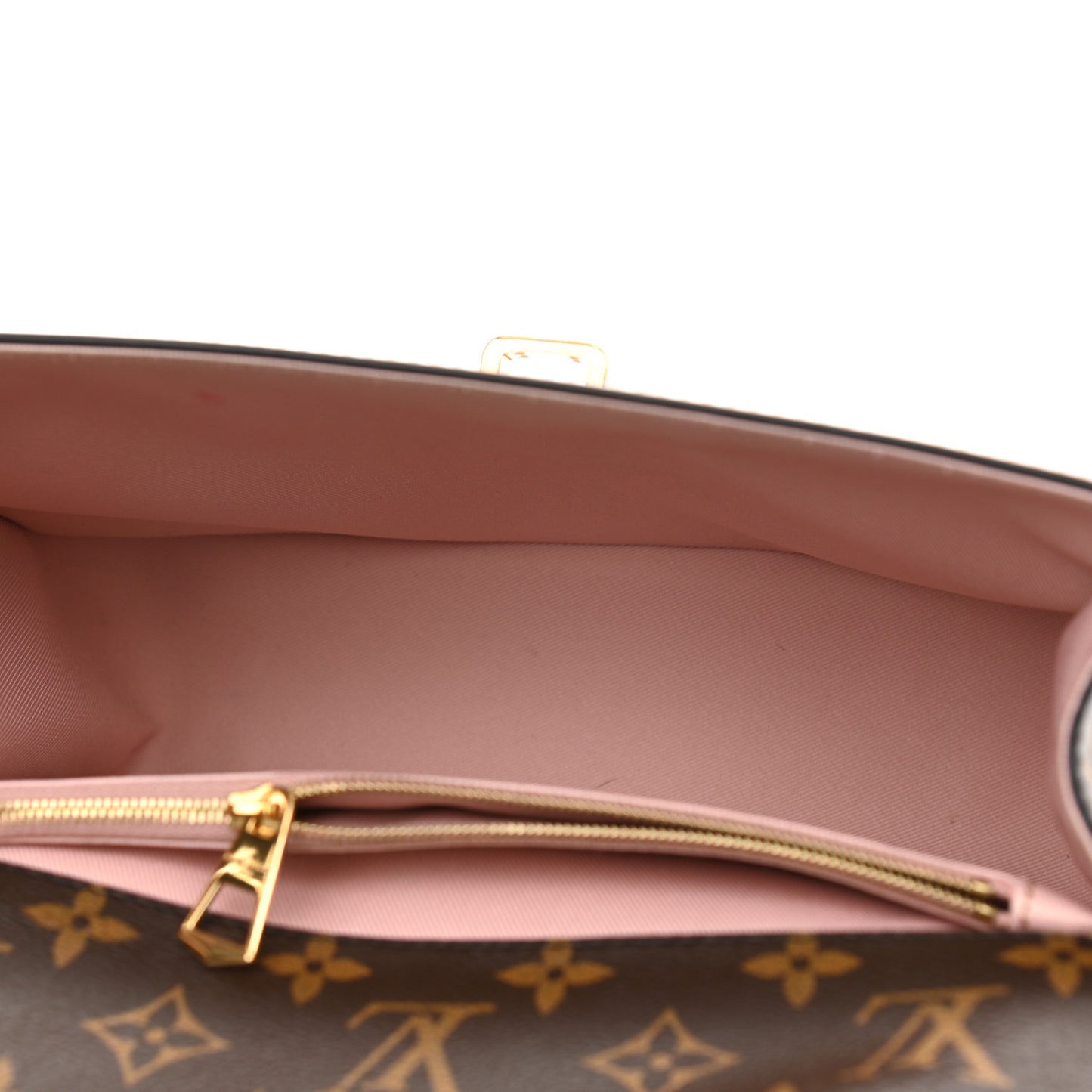 Patent Calfskin Monogram Cherrywood PM Rose Ballerine