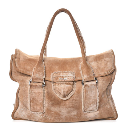 Prada Shearling Flap Shoulder Bag Beige 1 of 12