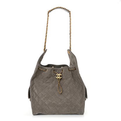Chanel Suede Quilted Medium Chanel 25 Handbag Grey 1 of 11