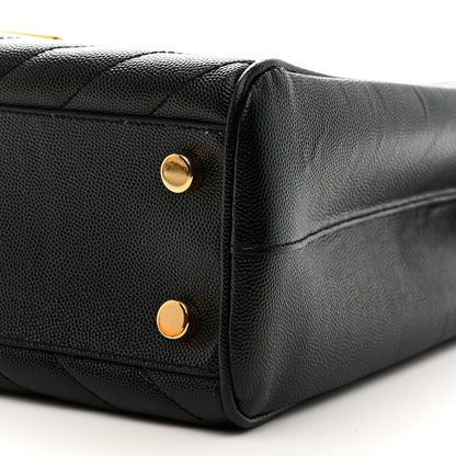 Saint Laurent Grain De Poudre Matelasse Chevron Monogram Shopping Bag Black 13 of 13