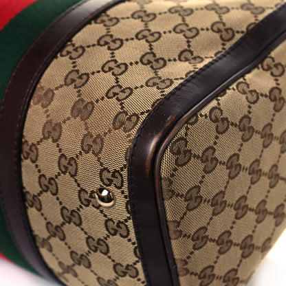 Gucci Monogram Vintage Web Medium Boston Dark Brown 12 of 14