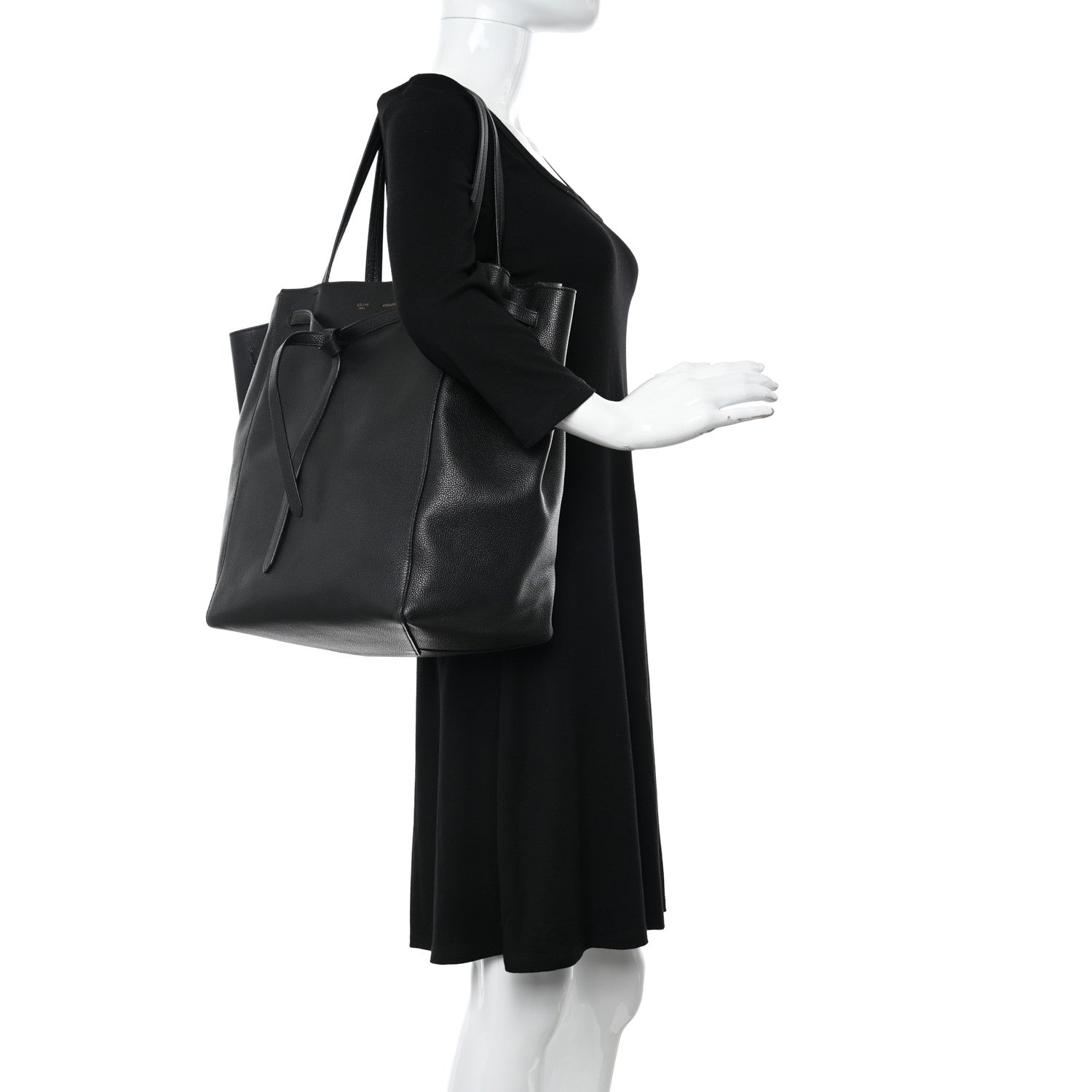 Celine Soft Grained Calfskin Medium Belt Cabas Phantom Black 2 of 13