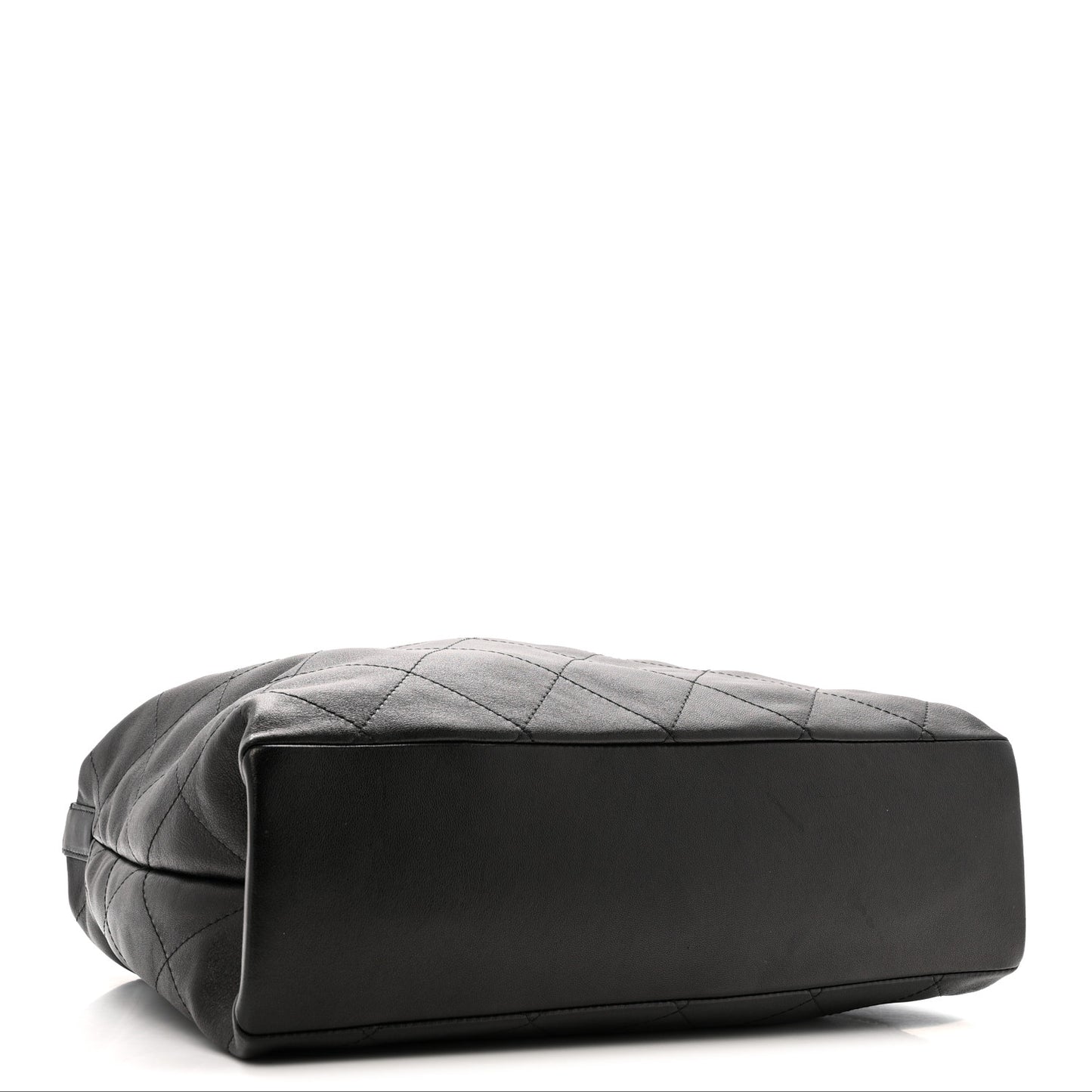 Shiny Lambskin Quilted Maxi Hobo Black