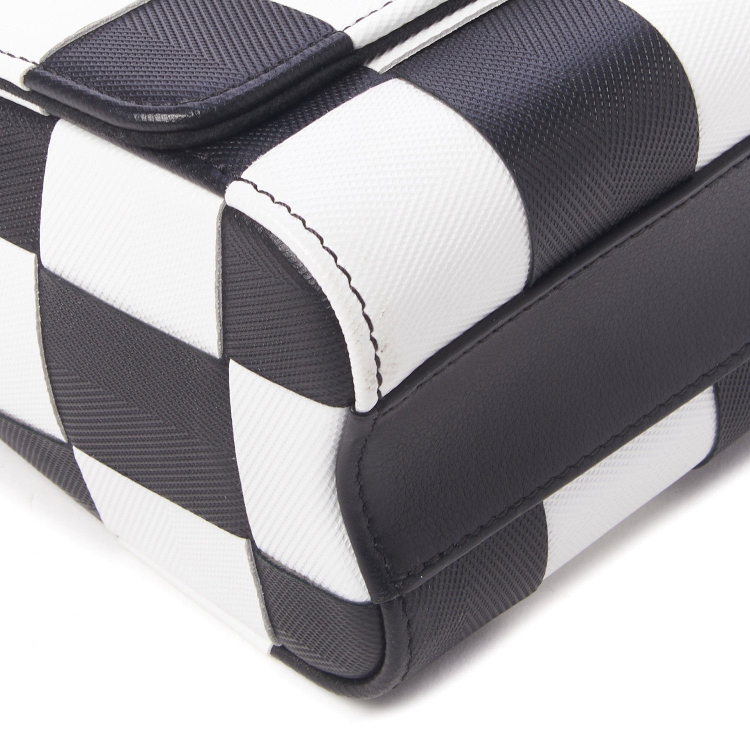 Louis Vuitton Calfskin Damier Tressage Twist Shoulder Bag MM Black White 6 of 9