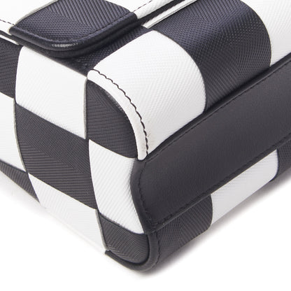 Louis Vuitton Calfskin Damier Tressage Twist Shoulder Bag MM Black White 6 of 9