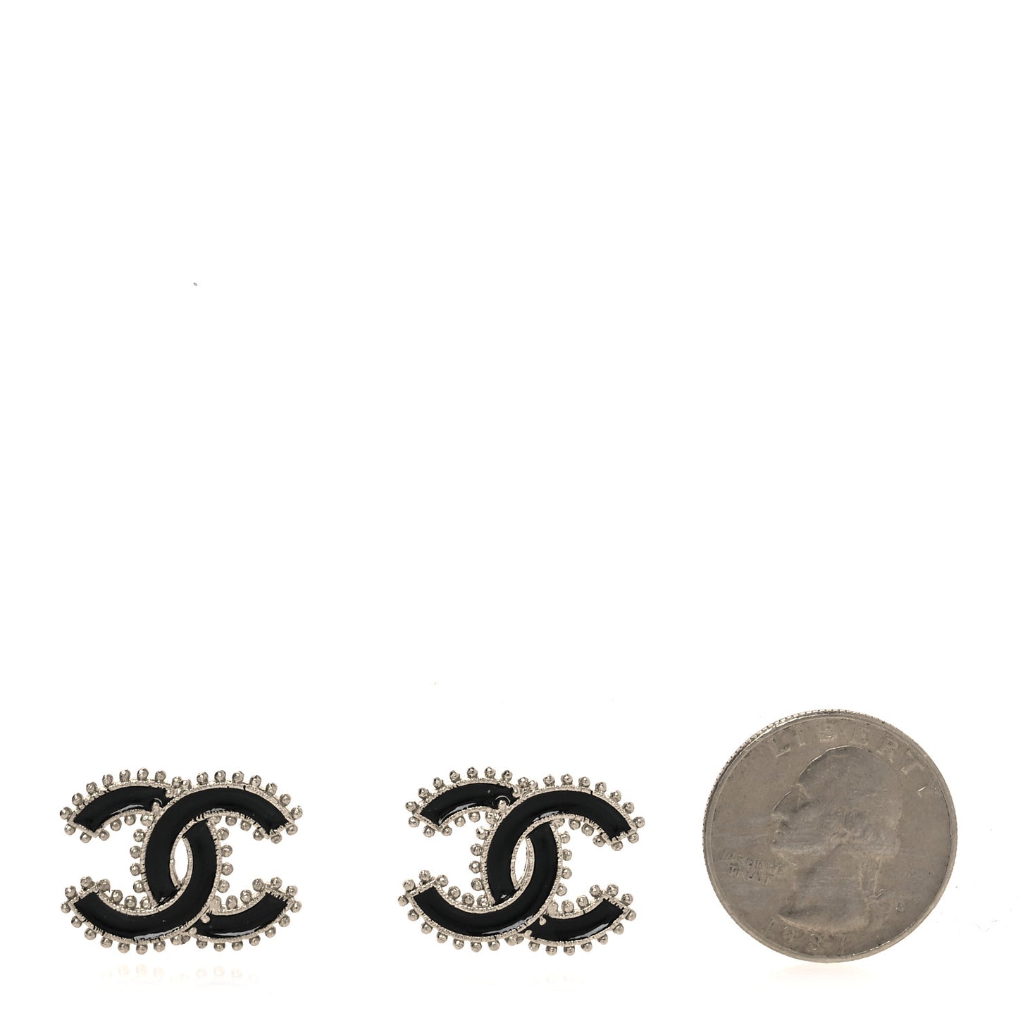 Metal Resin CC Earrings Black Silver