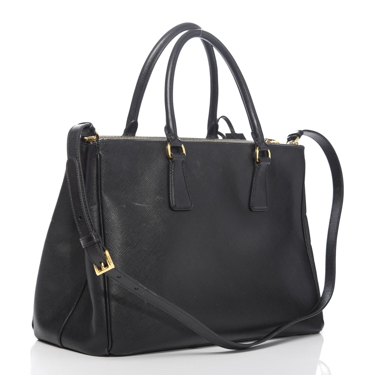 Saffiano Medium Galleria Double Zip Tote Black