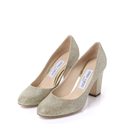 Jimmy Choo Glitter Fabric Billie 85 Pump 35 Champagne 3 of 7