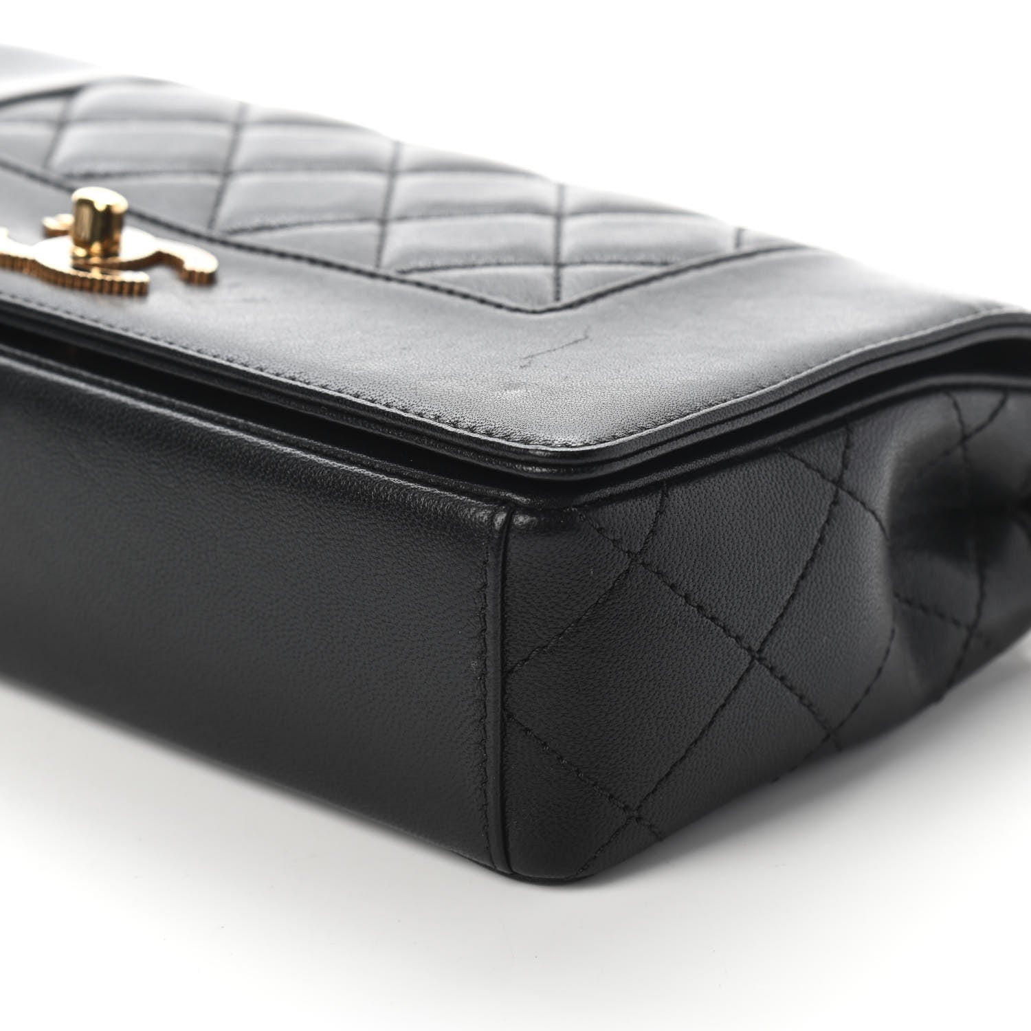 Chanel Sheepskin Quilted Medium Vintage Mademoiselle Flap Black 6 of 11