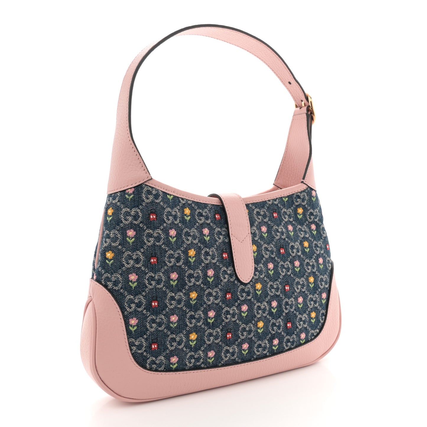 New Denim GG Monogram Calfskin Love Parade Small Jackie 1961 Hobo Light Pink