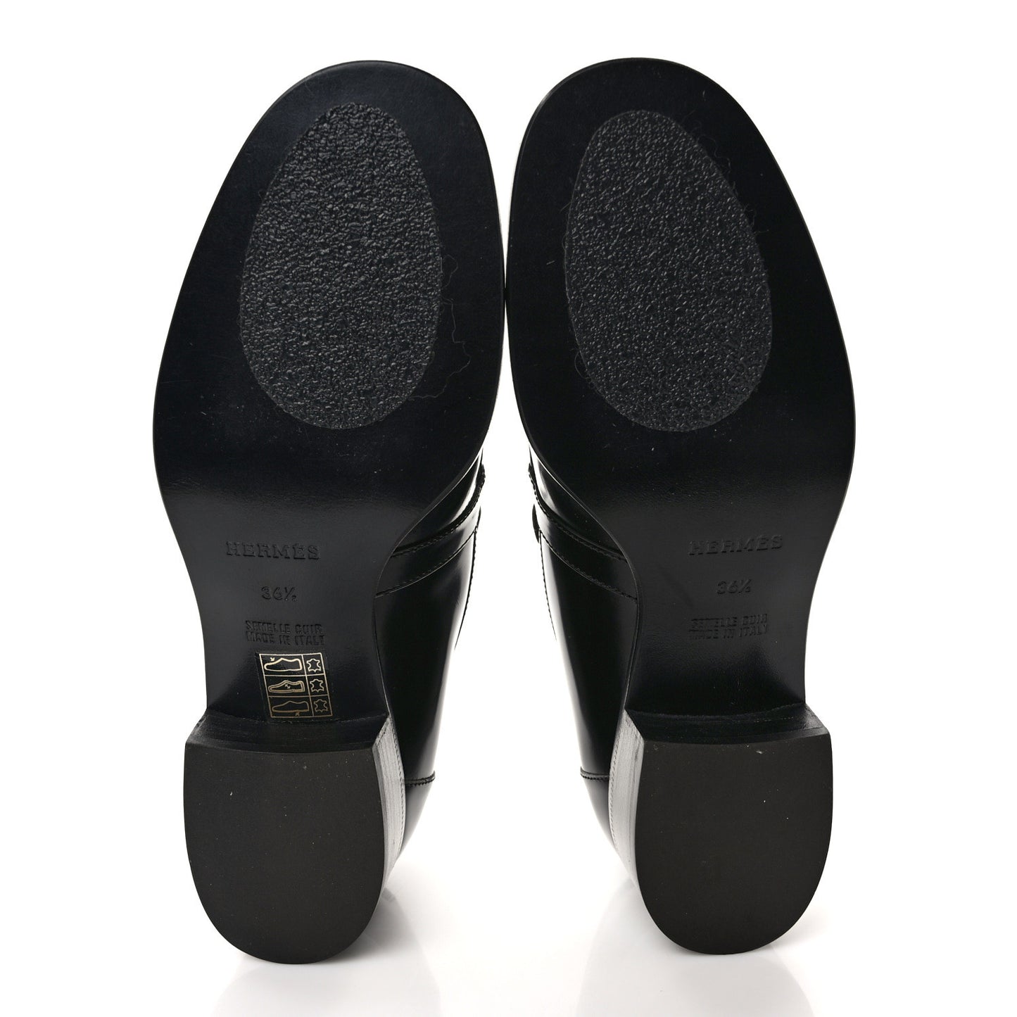 Glazed Calfskin Womens Monterey Loafers 36.5 Black