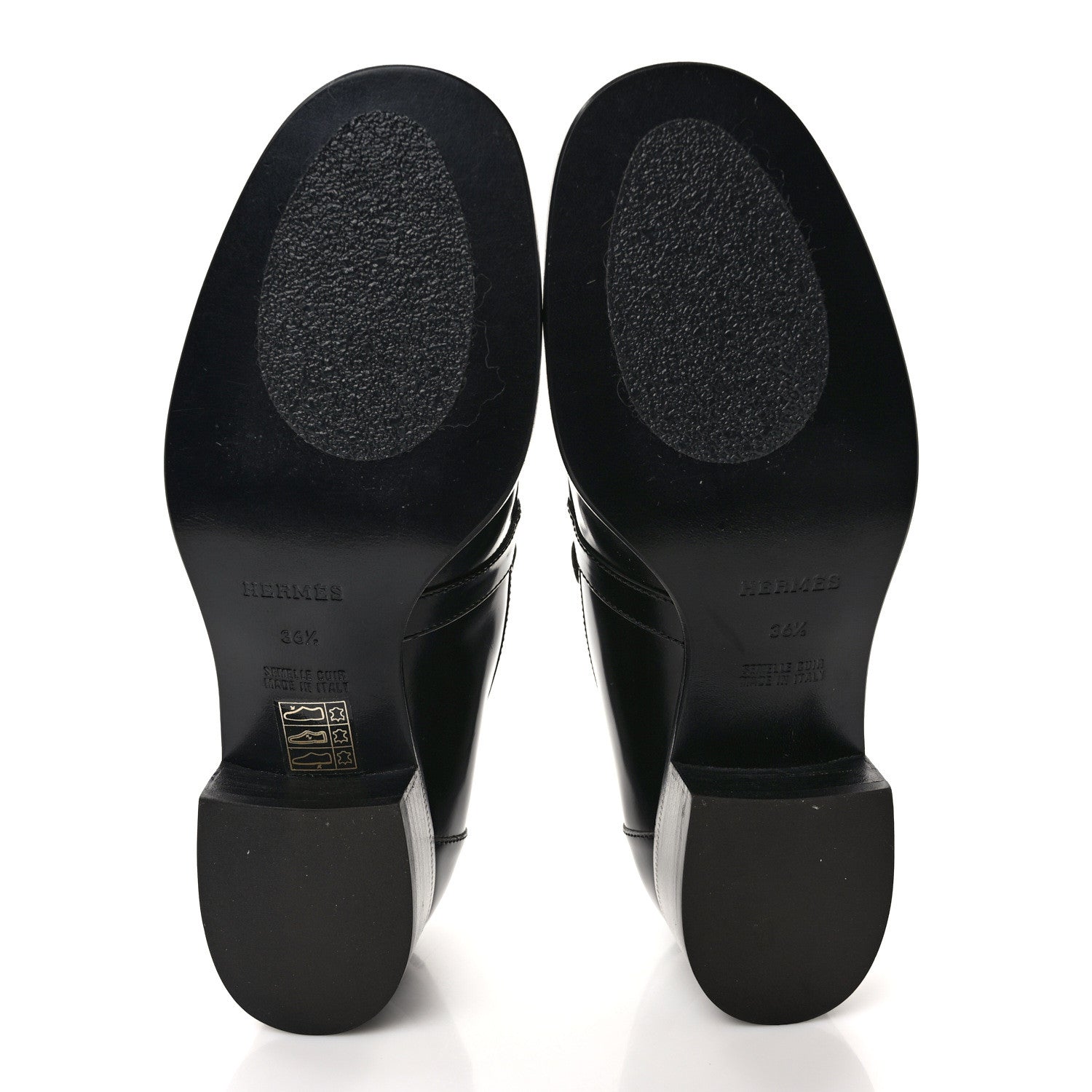 Hermes Glazed Calfskin Womens Monterey Loafers 36.5 Black 5 of 9