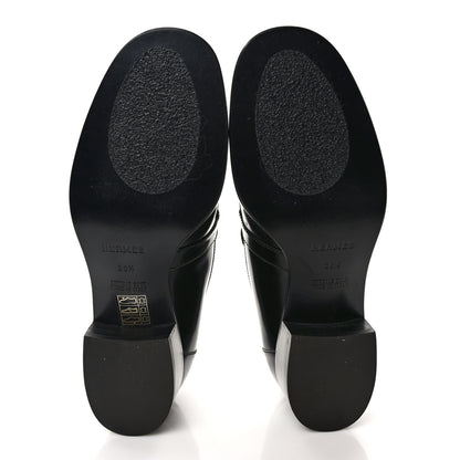 Hermes Glazed Calfskin Womens Monterey Loafers 36.5 Black 5 of 9