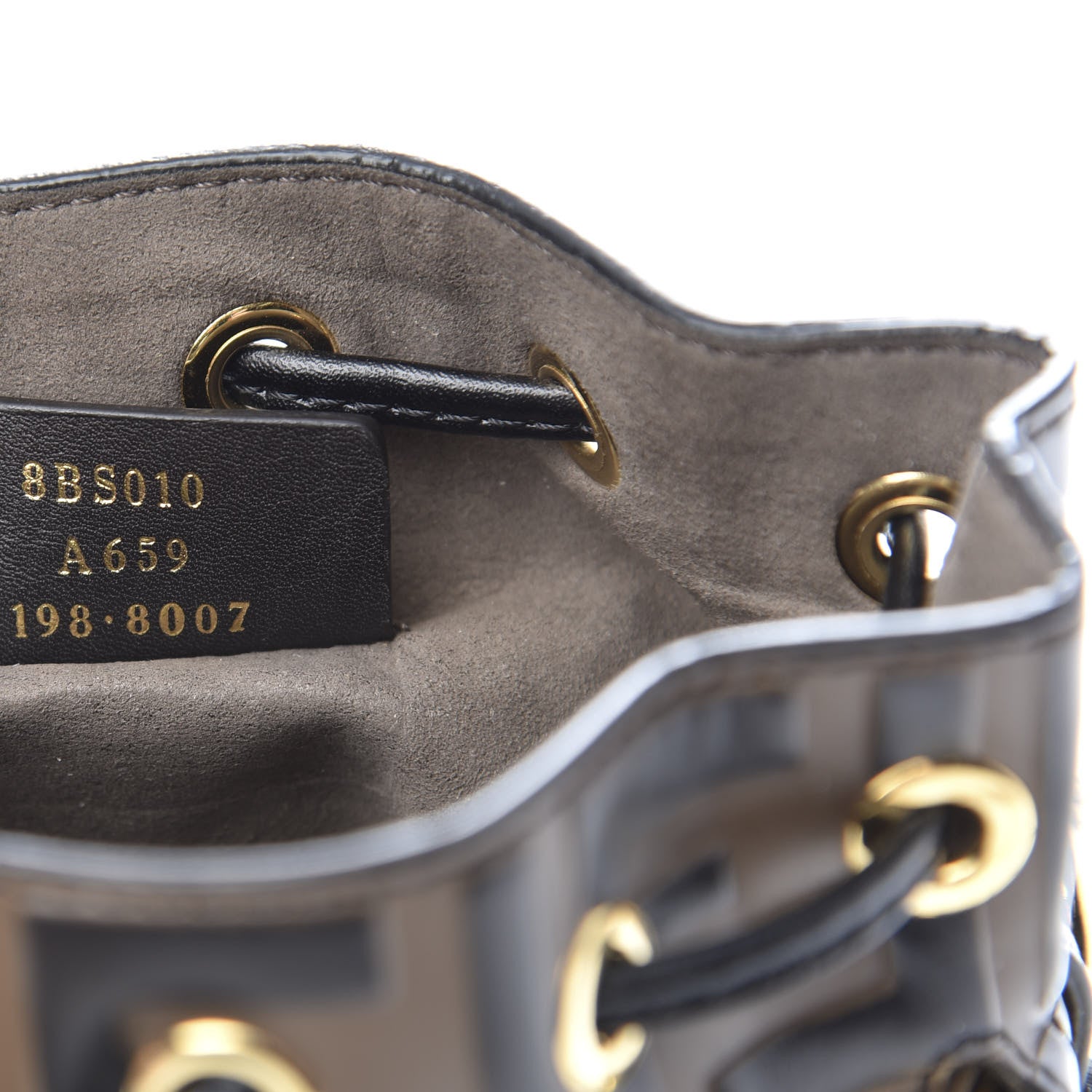 Fendi Vitello Liberty F is Fendi Bi-Color FF 1974 Embossed Mini Mon Tresor Bucket Bag Maya Black 7 of 11