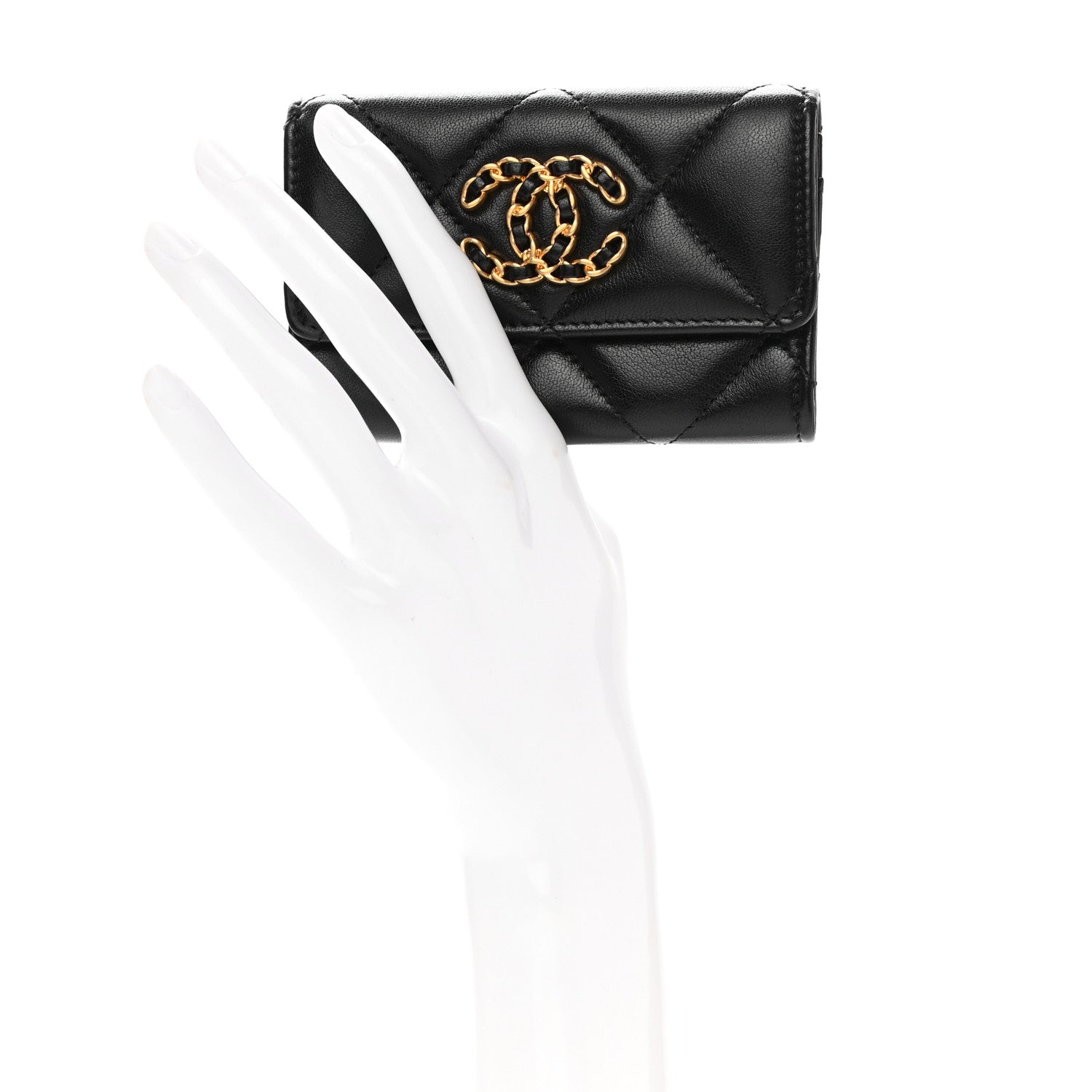 Chanel Lambskin Quilted Chanel 19 Flap Card Holder Black 2 of 9