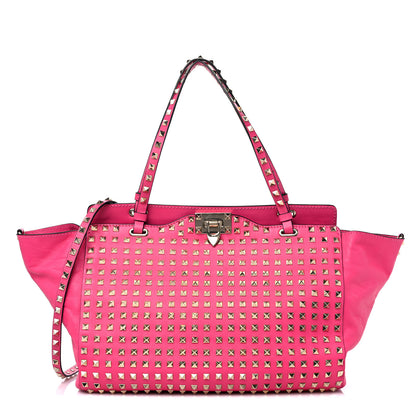 Valentino Garavani Vitello Medium Rockstud All Over Tote Pop Fuxia 1 of 12