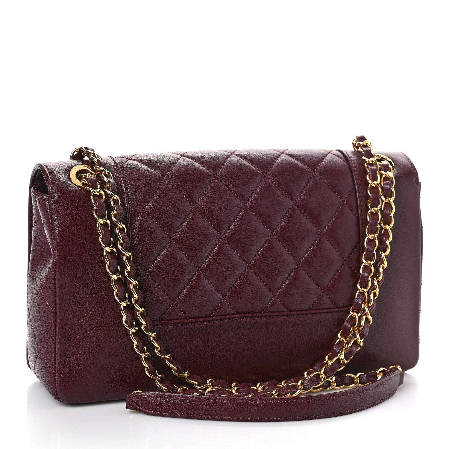 Chanel Sheepskin Quilted Vintage Mademoiselle Flap Dark Red 3 of 10
