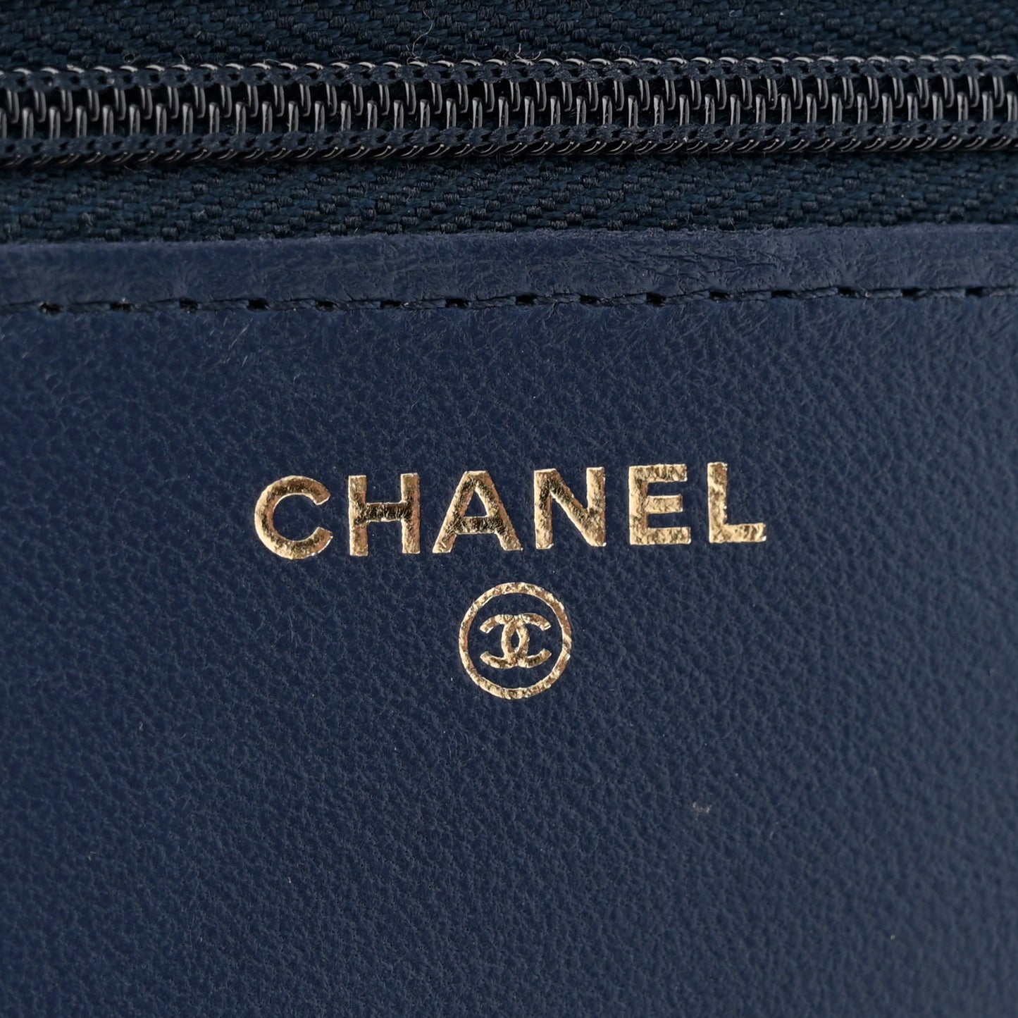 Lambskin Quilted Wallet On Chain WOC Dark Blue