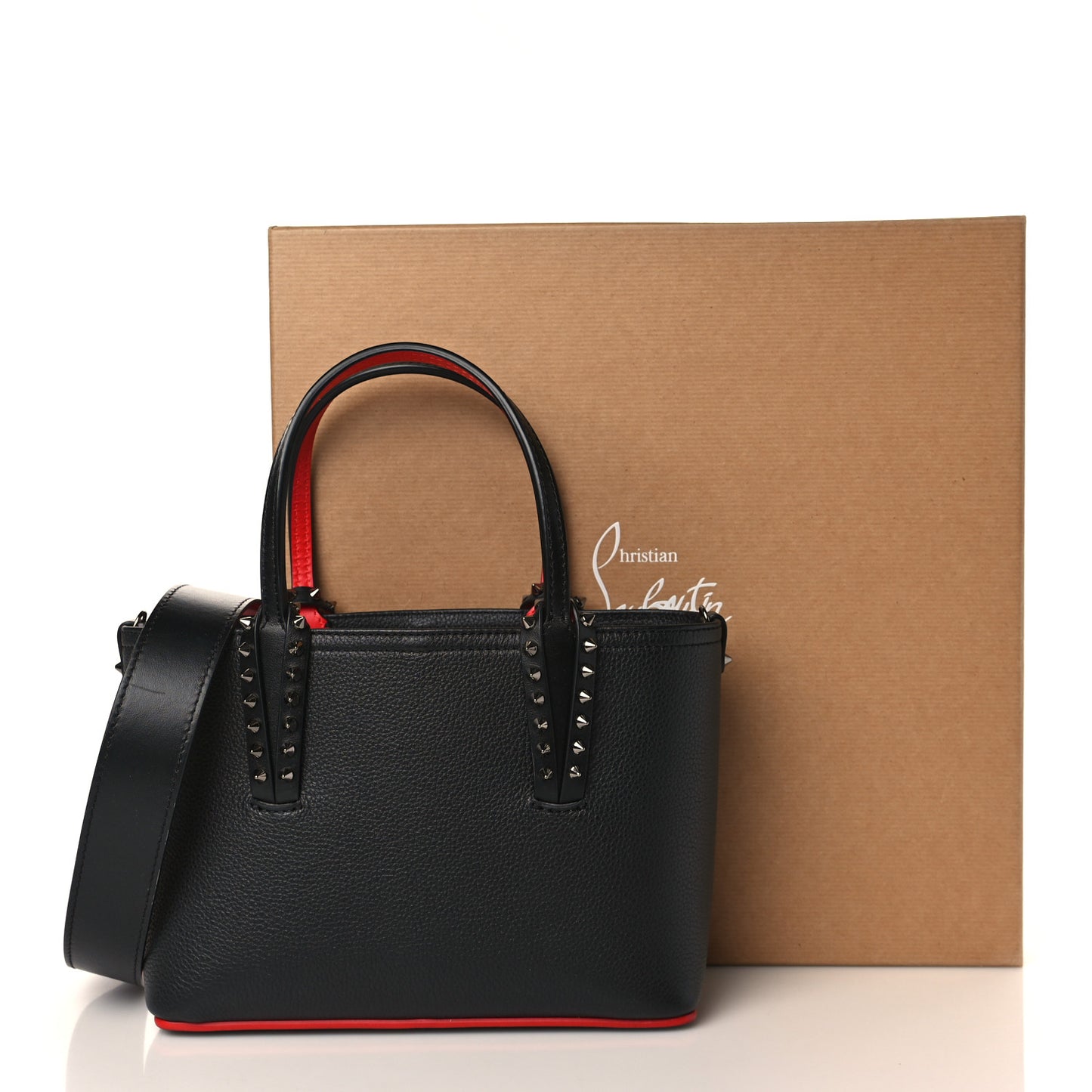 Calfskin Spikes Mini East West Cabata Tote Black