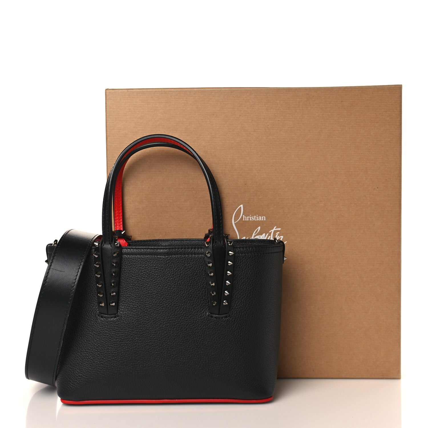 Christian Louboutin Calfskin Spikes Mini East West Cabata Tote Black 10 of 10