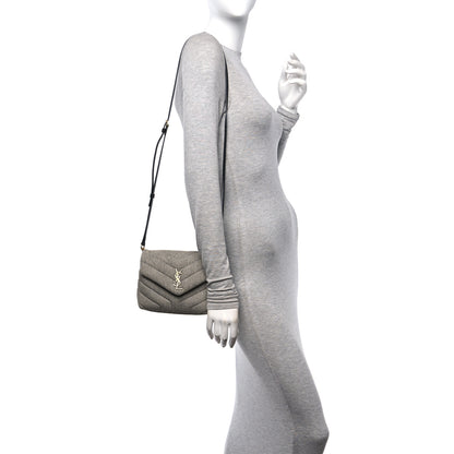 Saint Laurent Denim Y Quilted Monogram Toy Loulou Crossbody Bag Grey 2 of 11