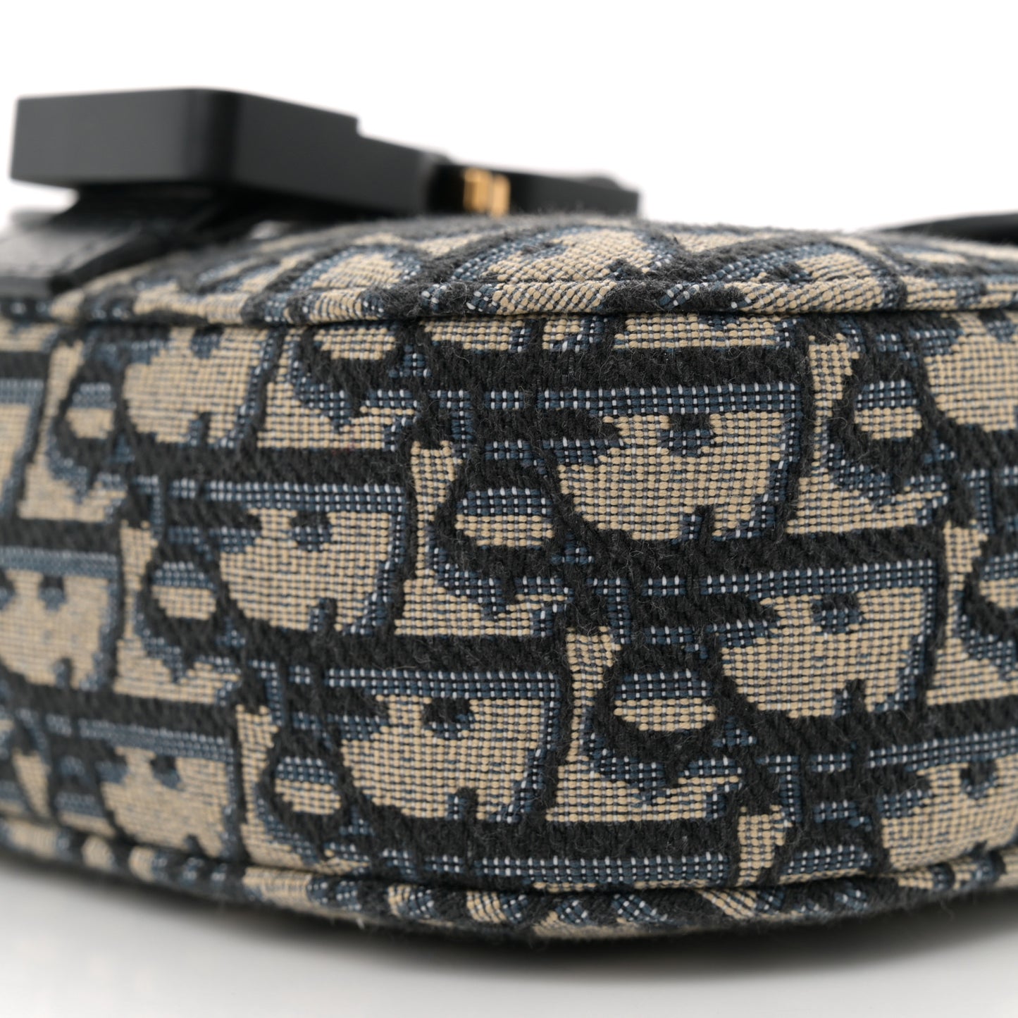 Grained Calfskin Oblique Mini Saddle Messenger Bag With Flap Beige Black