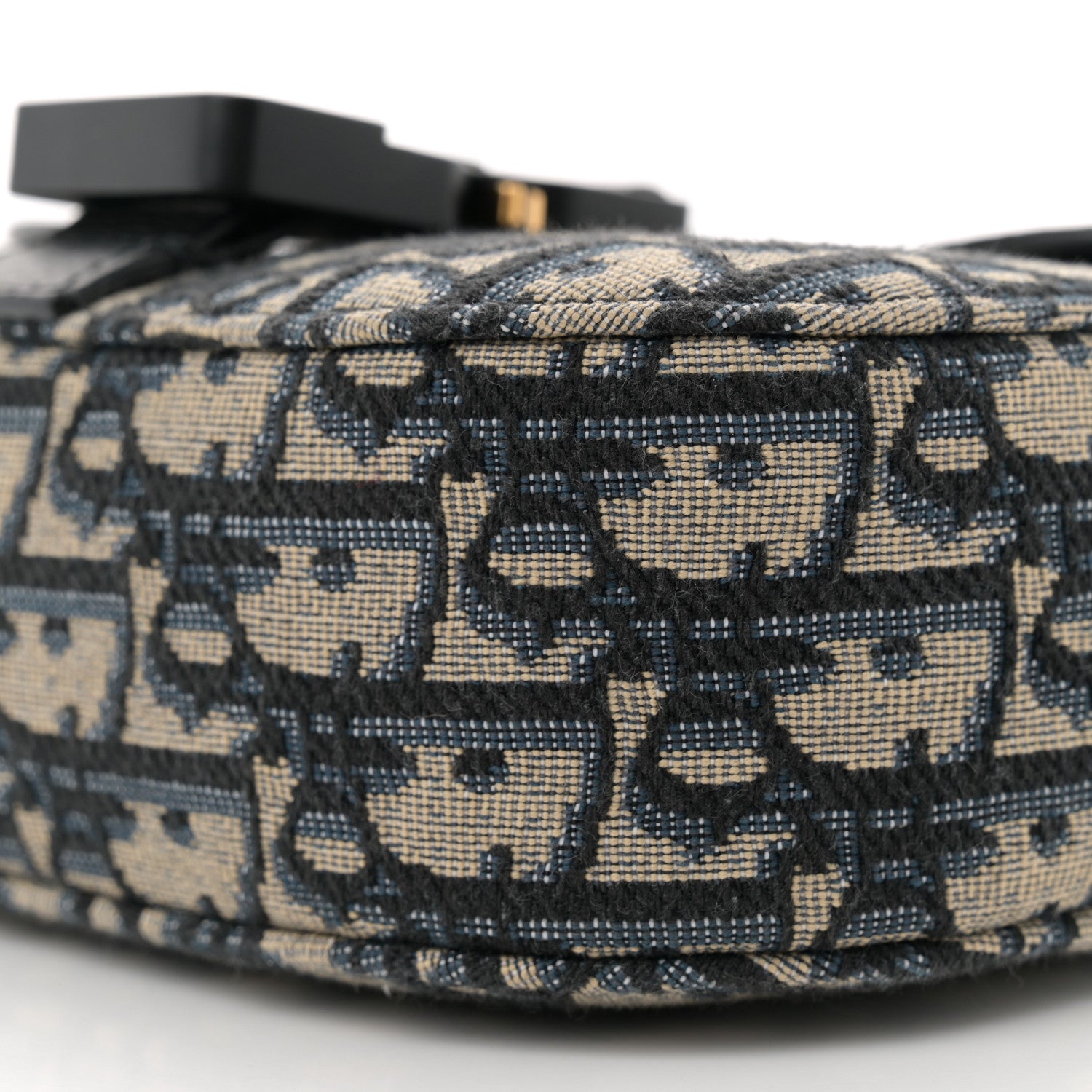 Christian Dior Grained Calfskin Oblique Mini Saddle Messenger Bag With Flap Beige Black 10 of 11