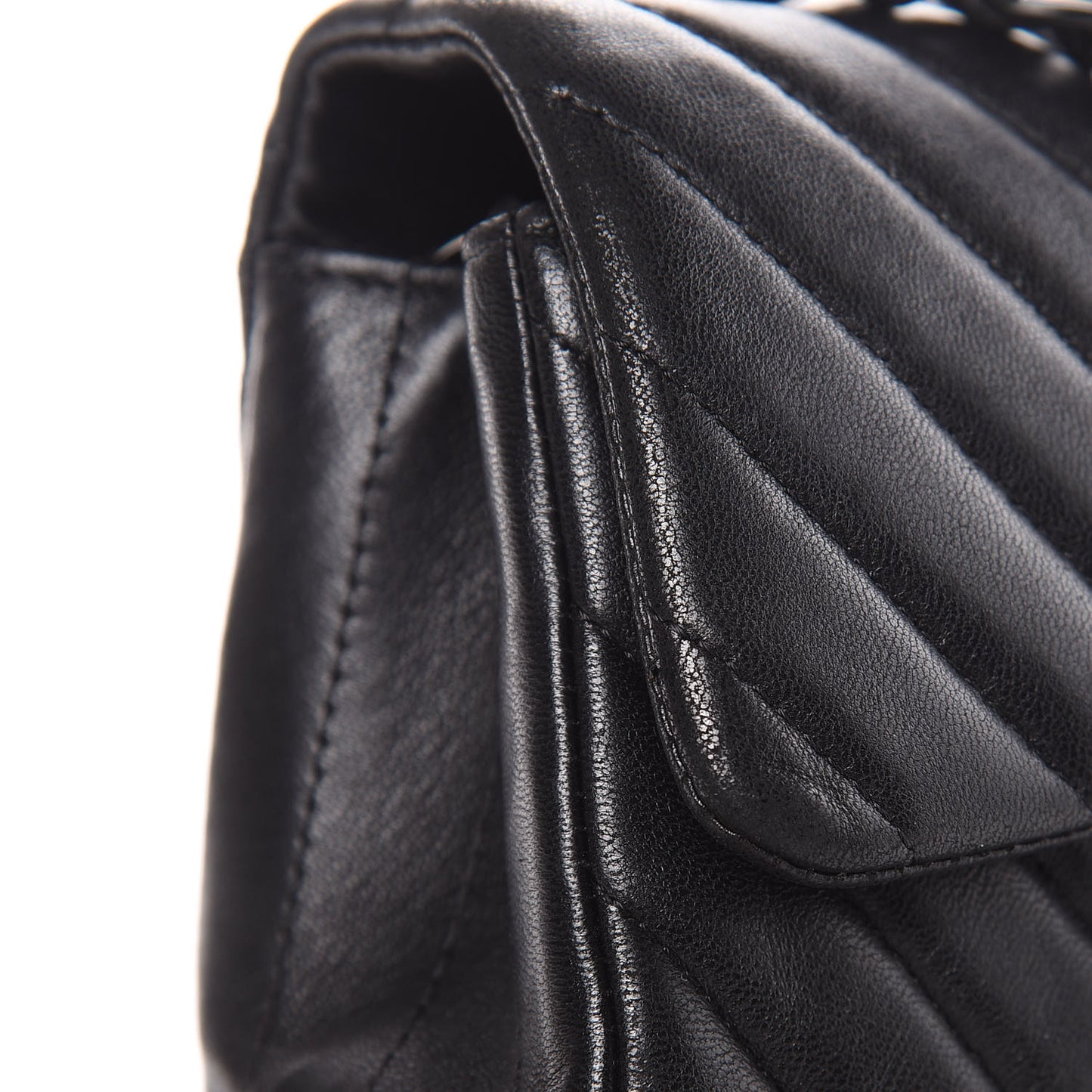 Lambskin Chevron Quilted Mini Rectangular Flap So Black