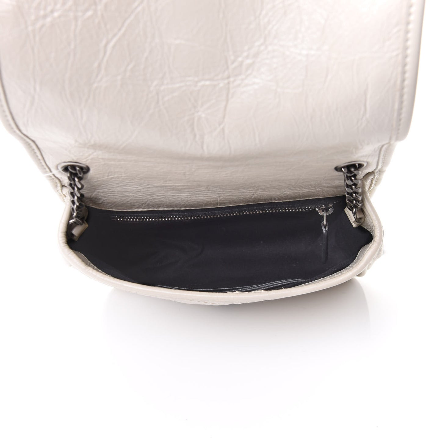 Crinkled Calfskin Matelasse Monogram Niki Chain Wallet Crema Soft