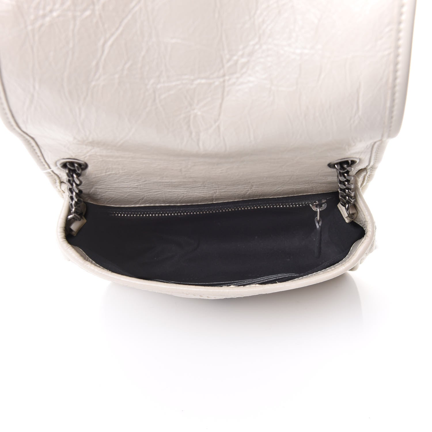 Saint Laurent Crinkled Calfskin Matelasse Monogram Niki Chain Wallet Crema Soft 4 of 4
