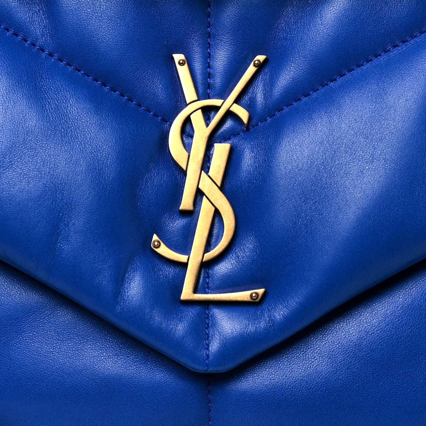 Lambskin Quilted Medium Loulou Puffer Monogram Chain Satchel Majorele Blue