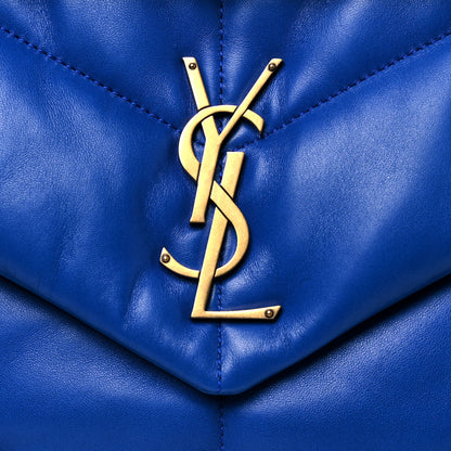 Saint Laurent Lambskin Quilted Medium Loulou Puffer Monogram Chain Satchel Majorele Blue 7 of 12