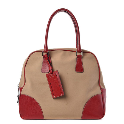 Prada Canvas Boston Bag Red 1 of 7
