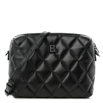 Balenciaga Nappa Calfskin Quilted Touch B Camera Shoulder Bag Black 1 of 10