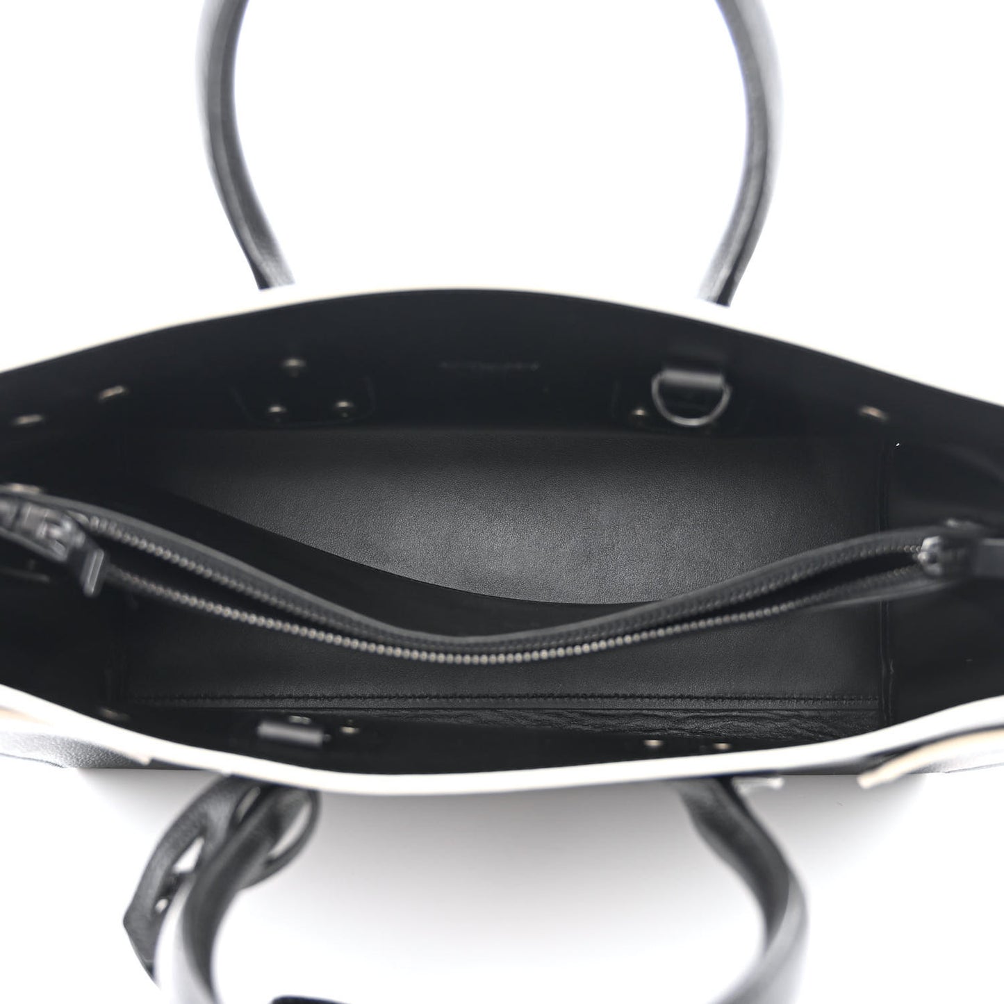 Grained Calfskin Topstitch Small Sac De Jour Black Porcelain