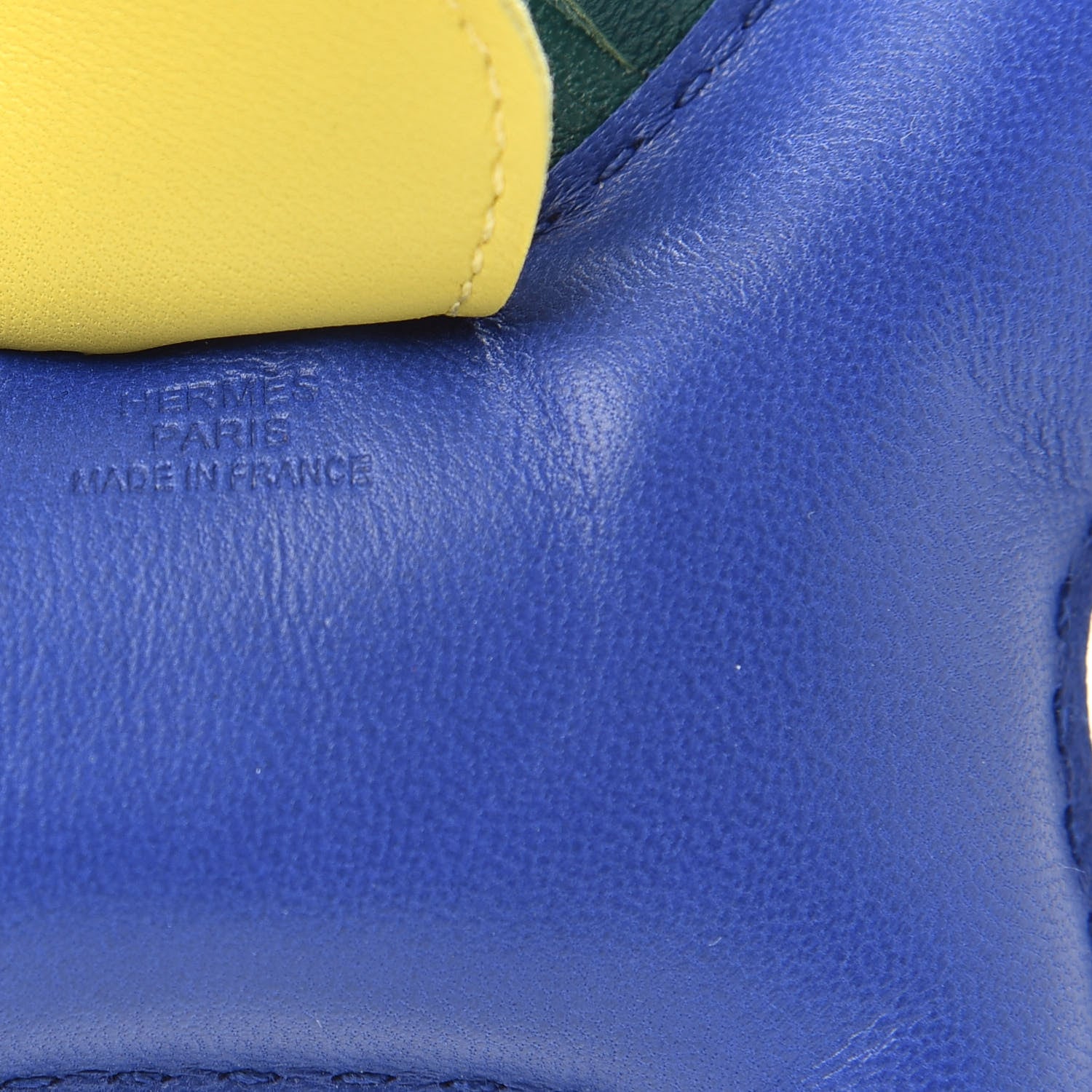 Hermes Milo Lambskin Grigri Rodeo Horse Bag Charm MM Bleu Electrique Malachite Lime 3 of 4