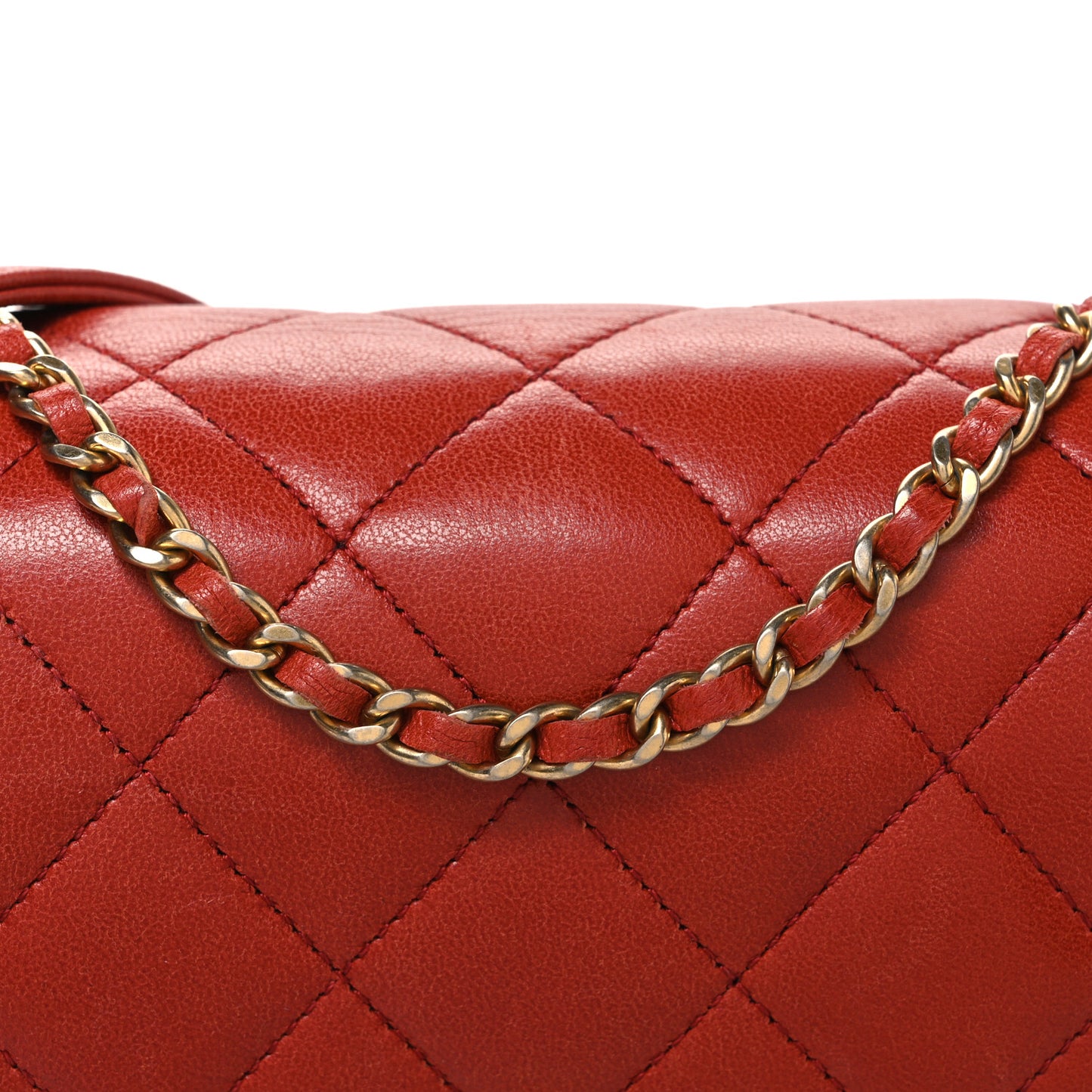 Lambskin Quilted Small Single Flap Red