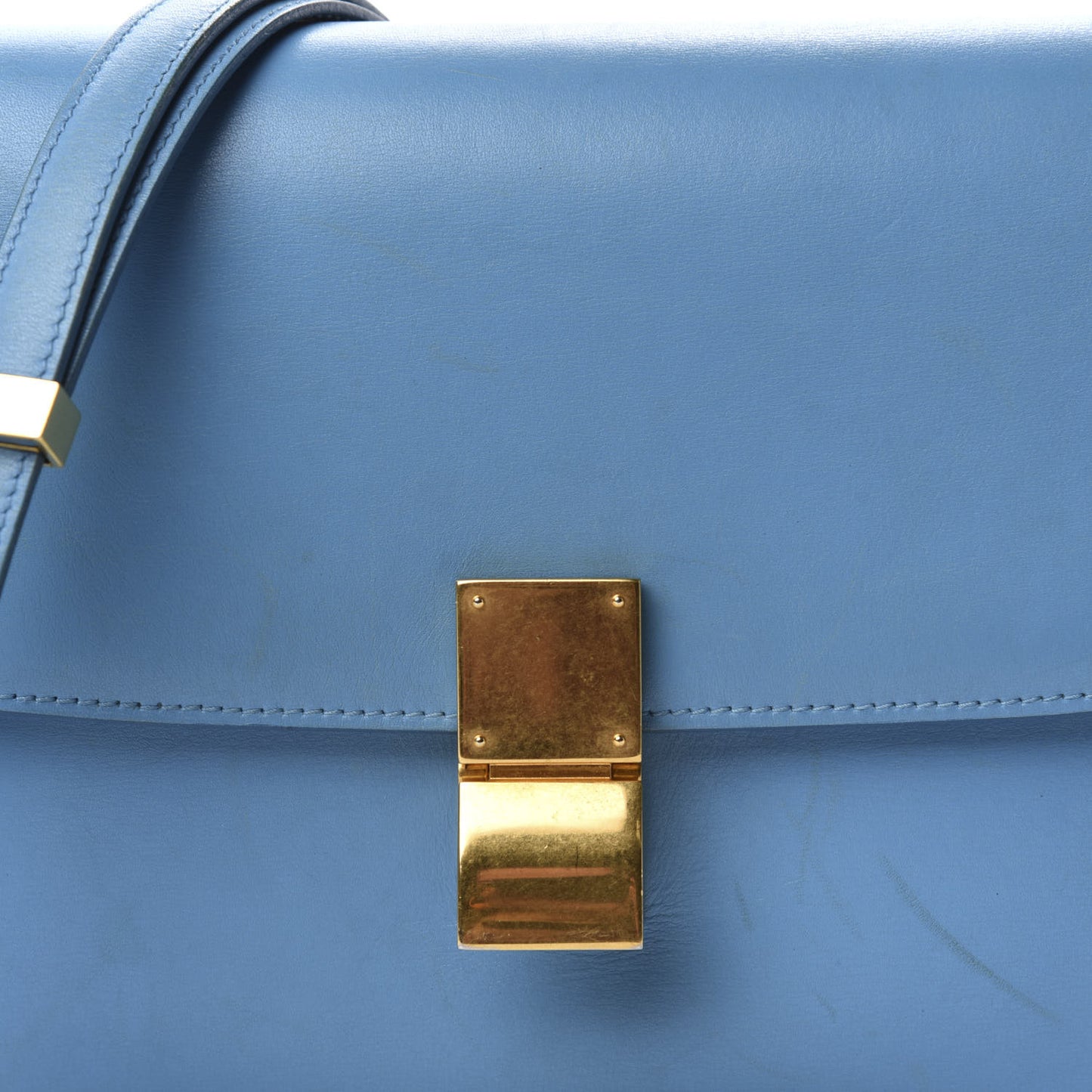Box Calfskin Medium Classic Box Flap Bag Blue