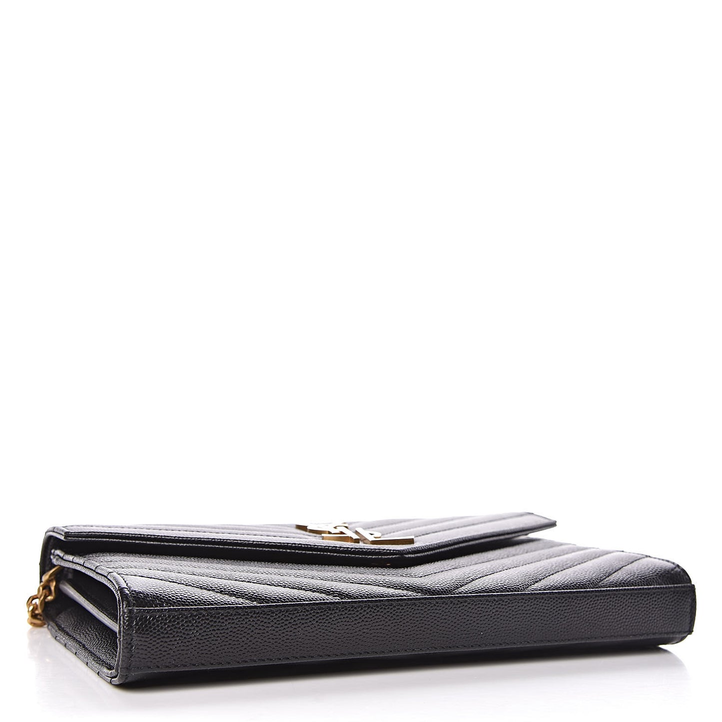 Grain De Poudre Matelasse Chevron Deconstructed Monogram Chain Wallet Black