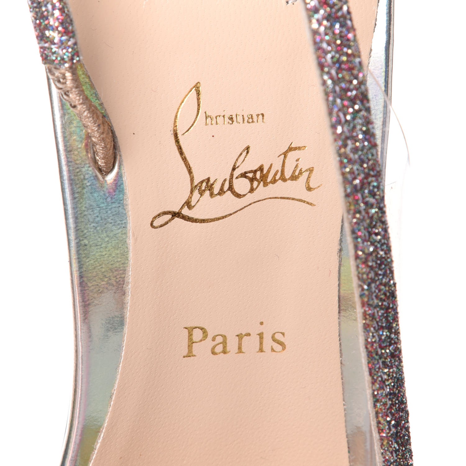Christian Louboutin Mini Glitter PVC Specchio Optisling 100 Sandals 37.5 Multicolor Plantine 9 of 10