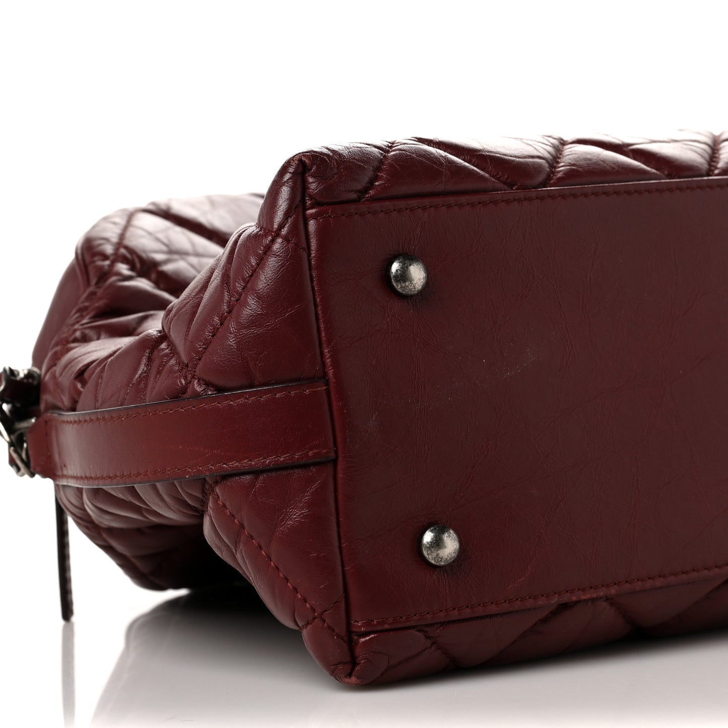 Aged Calfskin Small Bowling Bag Burgundy