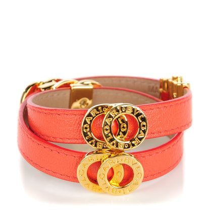 Bulgari Goatskin Double Coiled Bracelet M Reef Coral 1 of 7