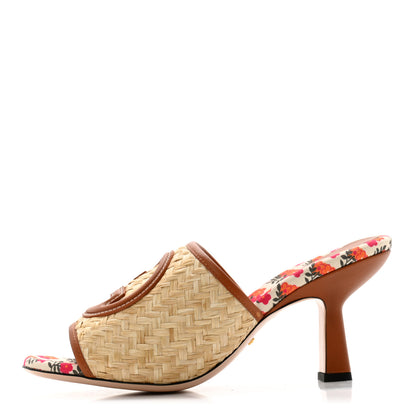 Gucci Raffia Malaga Kid Interlocking G Mabel Sandals 39.5 Natural 1 of 9