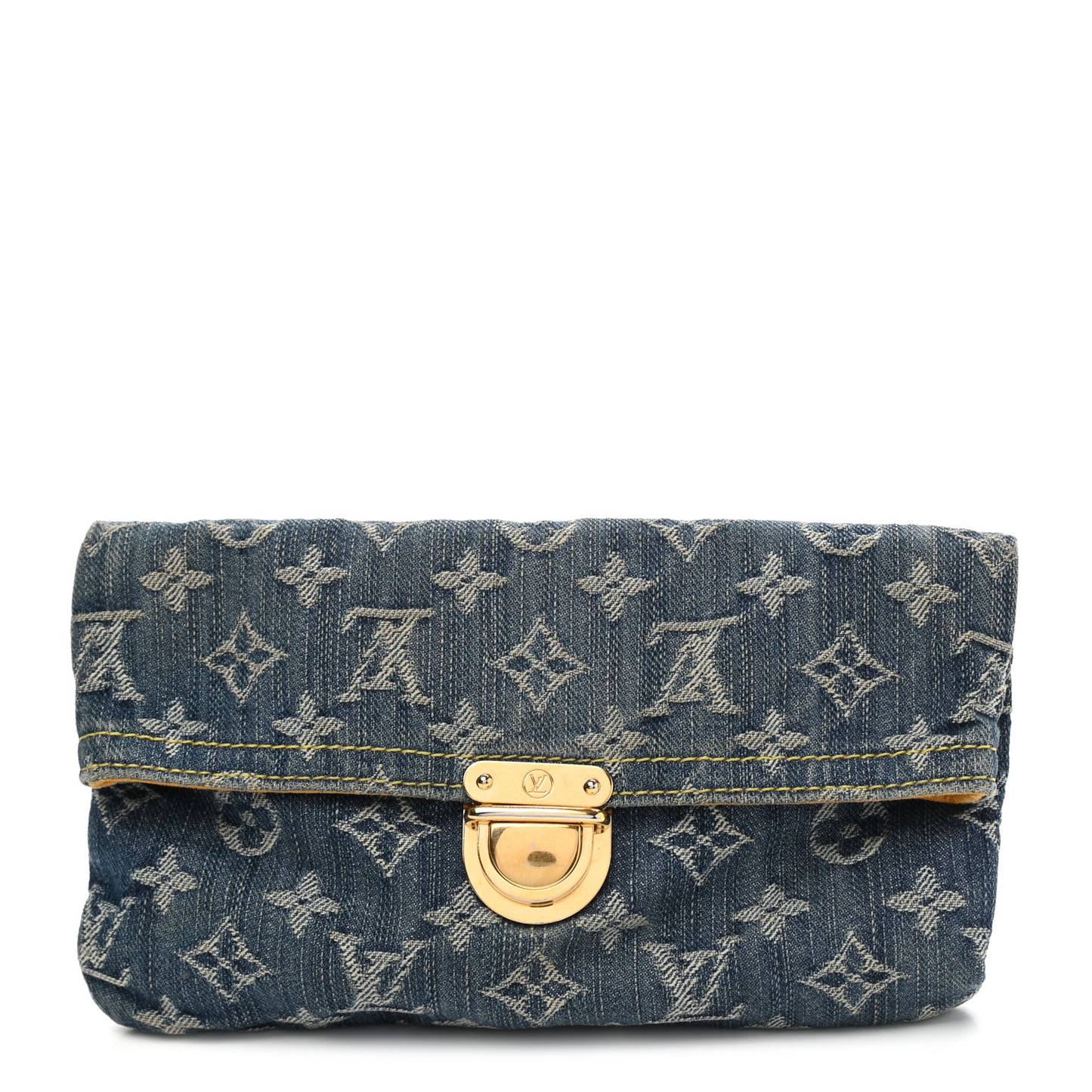 Monogram Denim Pochette Plat Clutch Blue