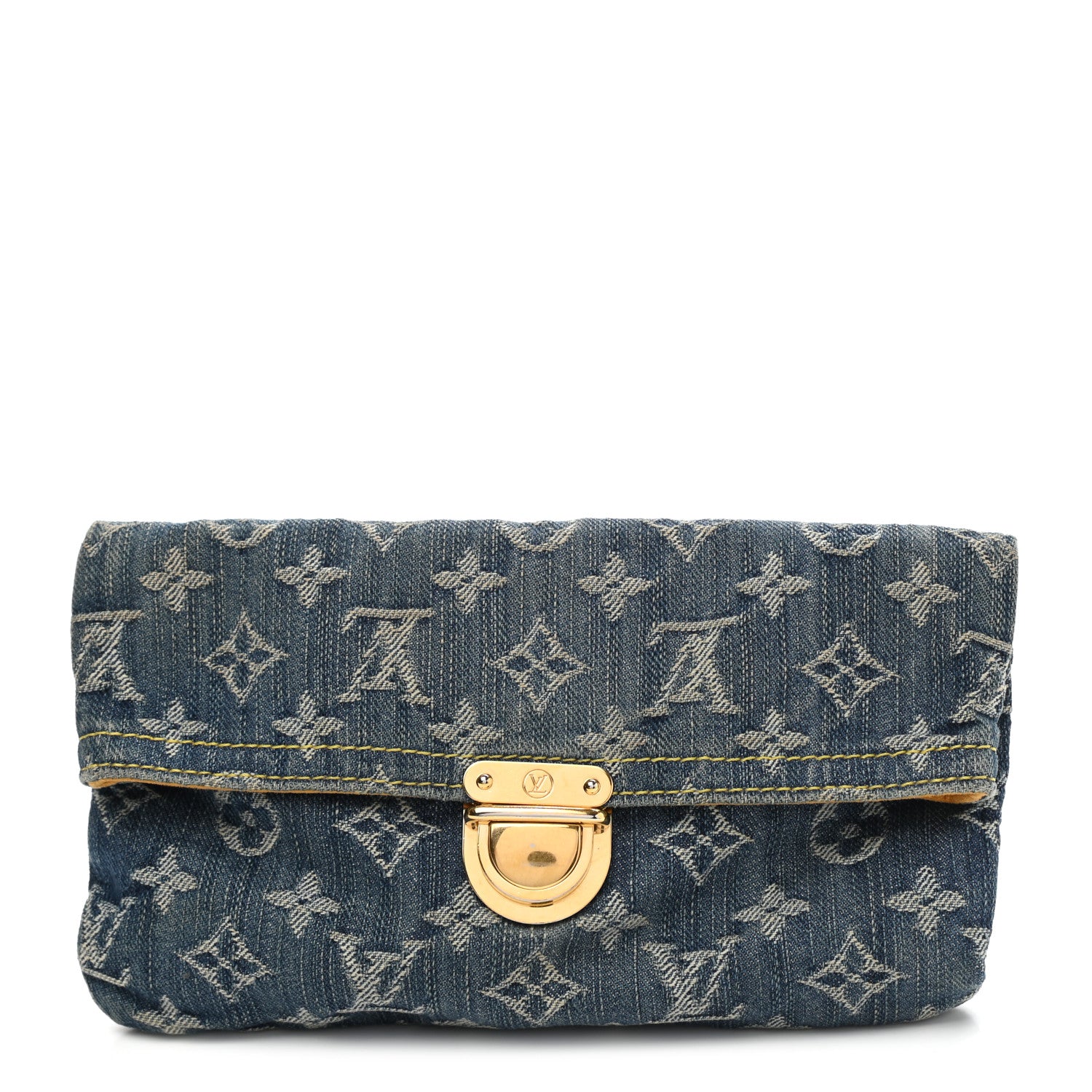 Louis Vuitton Monogram Denim Pochette Plat Clutch Blue 1 of 11