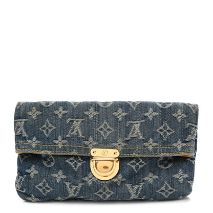 Louis Vuitton Monogram Denim Pochette Plat Clutch Blue 1 of 11
