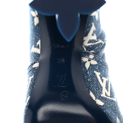 Louis Vuitton Denim Monogram Silhouette Ankle Boots 39 Navy Blue 7 of 10