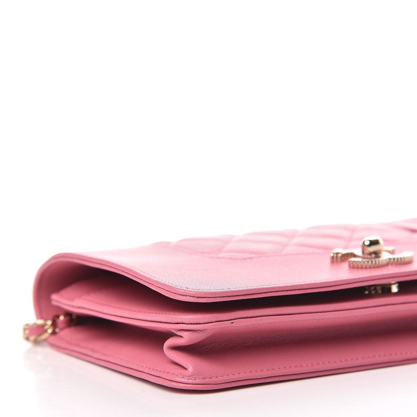 Sheepskin Quilted Mademoiselle Vintage Wallet On Chain WOC Dark Pink
