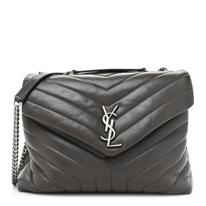 Saint Laurent Calfskin Y Quilted Monogram Medium Loulou Chain Satchel Earth 1 of 21